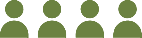 A simple green silhouette icon of four people, shown from the shoulders up. The figures are depicted without facial features or distinct details.